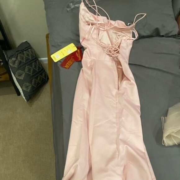 NWT May Queen MQ1594 Satin Prom Dress Pink Size 8 and 10 - Picture 5 of 6